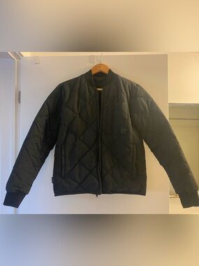 Frank & Oak Black Quilted Bomber Jacket